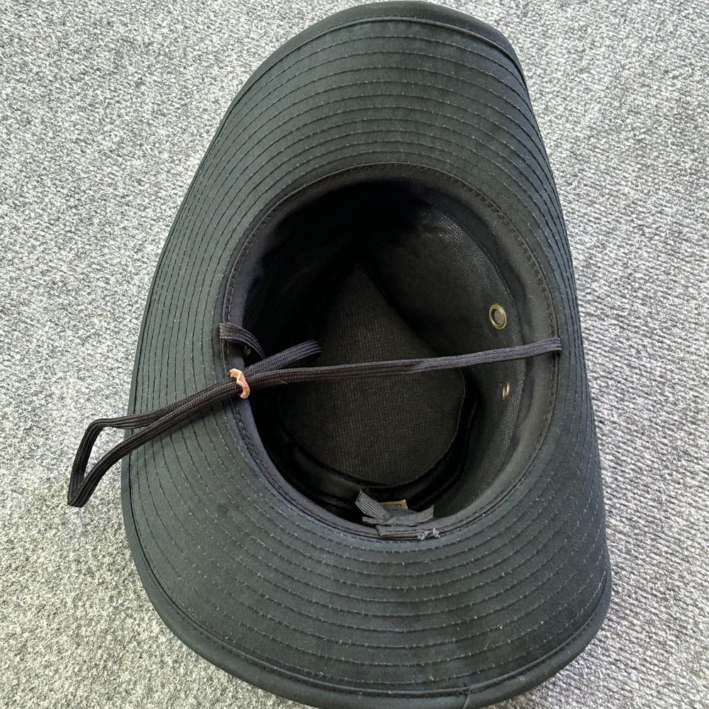 Boonie Hat‎ Mens Medium Black Wide Brim Adjustable Chin Strap Outdoor USA Made - Picture 3 of 11